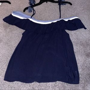 Blue Cold Shoulder Blouse